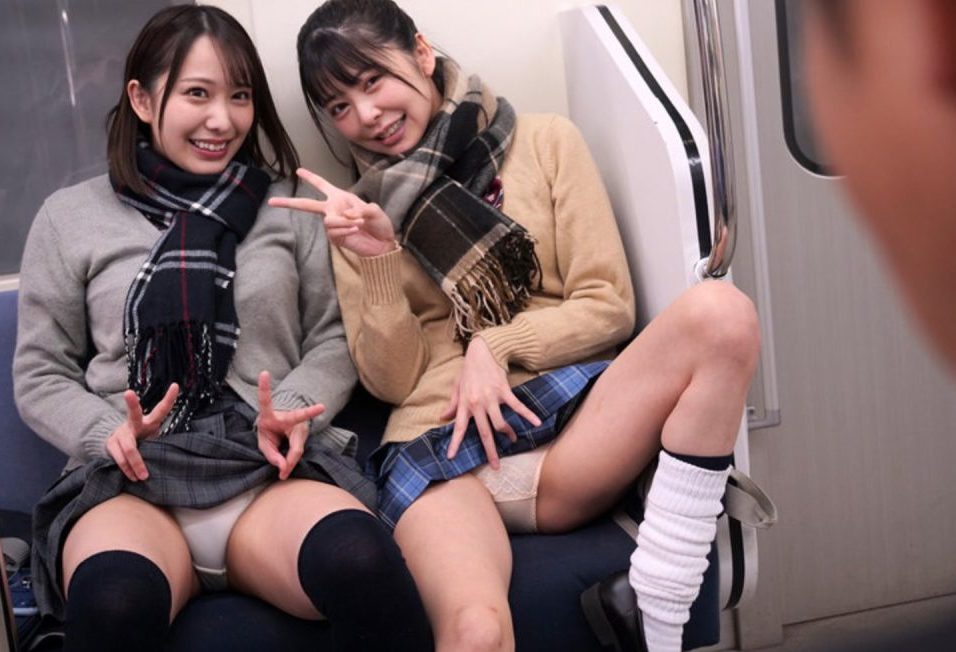 痴女マセガキJK達に電車内でパンツ見せつけられそのまま逆レイプww美少女達の加減を知らない快楽調教にイカされ犯されるww